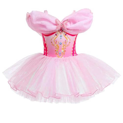 Chukamalilayi Vestido tutú de princesa bailarina para niñas pequeñas, Rapunzel, Sofía, Blancanieves, Elsa, disfraz de Elsa, carnaval, Halloween (rosa, 140)