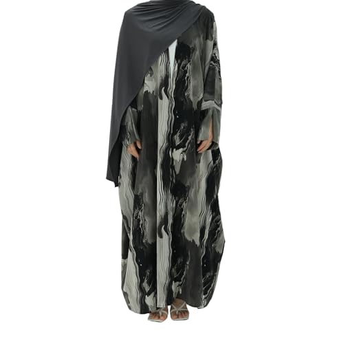 Image of Muslim Prayer Cardigan Tie-dye Printed Abaya Maxi Robe for Women | Tie-dye, Open front, Satin Fabric