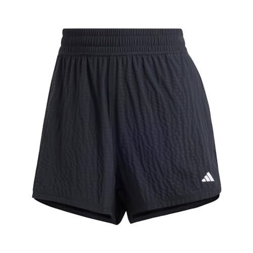 adidas Women's Pacer Training High Waist Woven Seersucker 3-Stripes, Black/Black, XX-Small