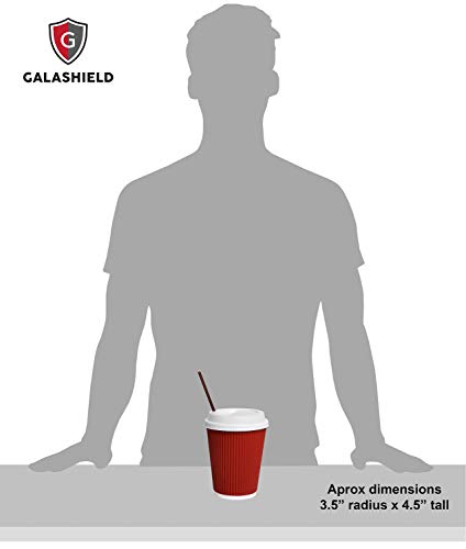 Galashield [100 Sets] Disposable Coffee Cups With Lids 12 Oz Hot Paper Coffee Cups With Lids Insulated Ripple Tea Cup Travel To Go With Stirring Straws And Napkins #TOP4