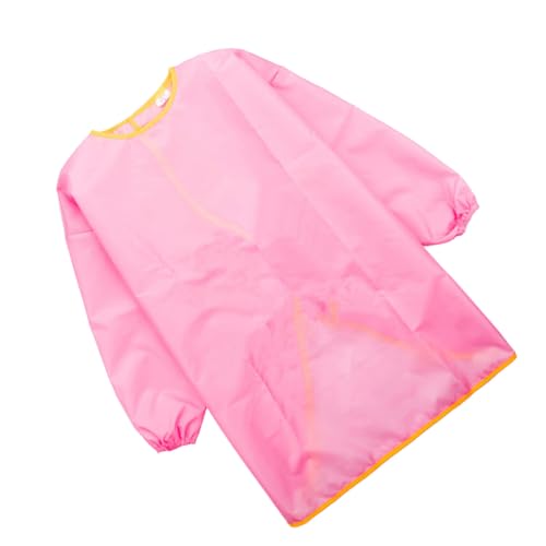 TOYANDONA Delantal de Pintura Infantil de Manga Larga Talla M Rosa 105-130 CM Protección Anti Salpicaduras para Fácil de Limpiar y Reutilizable Adecuado para Pintura y Arte