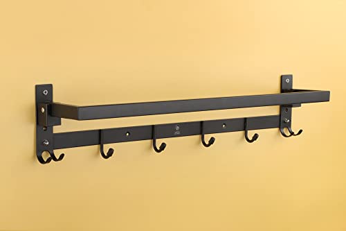 Image of iSTAR Stainless Steel 24 Inch Folding Towel Rack | Silver Towel Stand | Towel Rod | Shelf for Bathroom | Bathroom Accessories (Black, Pack of 1)