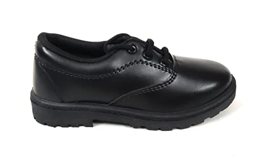 Image of Unisex Kids Black Formal School Uniform Shoes Deluxe lace