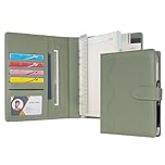 WASON A5 Diary Leather PU Lined Notebook Refillable Paper Journal, Removable Ring Binder Portfolio with Clipboard Writing Notepad and Pen for Travel Business School Agenda Organizer (Green)