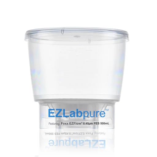 Foxx Life Sciences EZLabpure Sterile Disposable Bottle Top Vacuum Filters with 0.45 µm PES Membrane for Prefiltration or Clarification, Pack of 24 (500 mL)