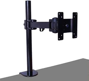 Cable Mountain Black Single Screen Vertical Monitor or TV Desk Arm Clamp