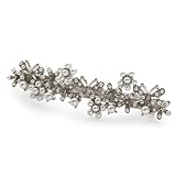 [ジュエルボックス] JewelVOX バレッタ ヘアコーム ヘアクリップ ヘアアクセサリー レディース パール フラワー 花 大人 (【バレッタ】シルバー)