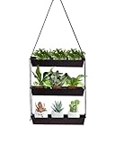 vensovo 16' Metal Wall Planter – 3-Tier Black Galvanized Hanging Shelf for Indoor Outdoor Plants, Vertical Garden Wall Mount for Balcony, Kitchen, or Entryway Decor