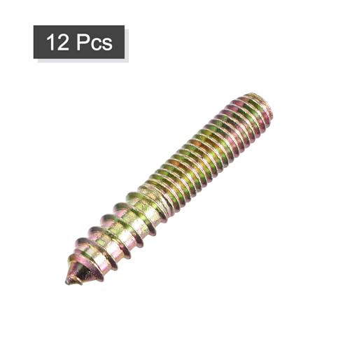 Image of uxcell 3 /8-16x2-1 /4 Hanger Bolts, 12pcs Double Ended Screws Wood Dowel Screws for Furniture