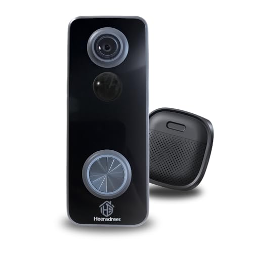 Heeradrees Smart Wireless Doorbell Wide Angle Camera, Night Vision, 2K HD, Home Security Continos Monitoring with Motion Sensor (2.4G WiFi)