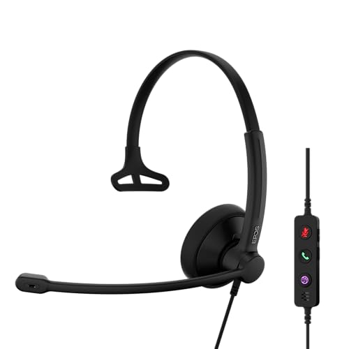 EPOS Impact 100 MS Mono USB-C+A Headset mit Mikrofon, Microsoft Teams Zertifiziert, Ger&auml;uschunterdr&uuml;ckung, leichtes Design, Silikonst&uuml;tze, USB-Adapter, Anrufsteuerung, UC Business, Schwarz