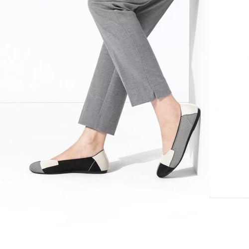 Image of Frank Mully Women's Ballet Flat Shoes Knit Dress Shoes Round Toe Slip On Ballerina Flats for Woman Low Wedge Comfort Soft