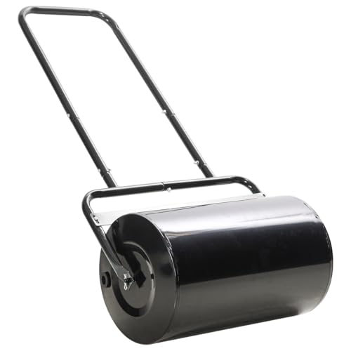 20 inch Lawn Grass Roller, 10 Gallons/38 L Water and Sand Filled Garden Drum Roller, Heavy Duty Push/Tow Steel Sod Roller with U Handle Tow Behind Water Filled for Park, Garden, Yard, Ball Field