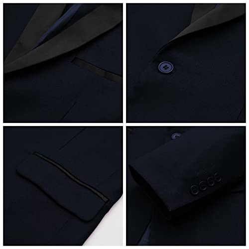 Ween Charm Men's Shawl Lapel 3-Pieces Suit Slim Fit One Button Dress Suit Blazer Jacket Pants Tux Vest (Small, Blue) #TOP5
