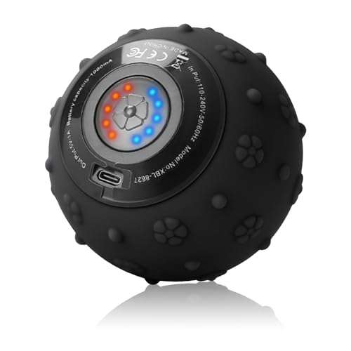 Bola de masaje, bola de masaje de 5 velocidades, recargable por USB, compacta y respetuosa con la piel, tejido profundo para relajación muscular y alivio del dolor (negro)