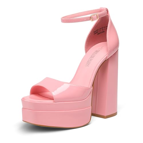 Image of DREAM PAIRS High Heels Chunky Block Platform Heels for Women Ankle Strap Sexy Open Square Toe Heels Dressy Pumps Sandals