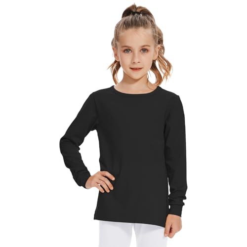 Image of 3T 4T 5T to 12 Years Girls Long Sleeve Shirts Kids Cotton T-Shirt Toddler Basic Crew Neck Top