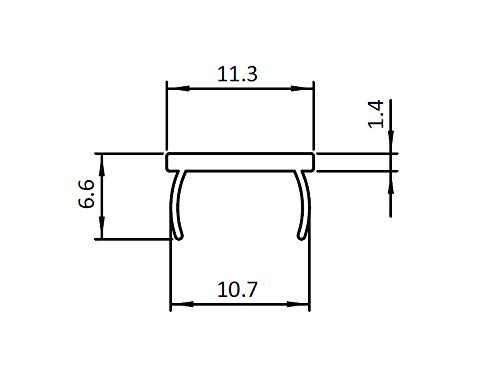 Perfil de cubierta de aluminio tipo B ranura 10, longitud 2 metros, VPE = 5 unidades