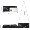 Larcenciel Clutch Damen, Vintage Leder Handtasche mit Abnehmbarer Kette, Elegante Veganes Envelope Abendtasche, Mode Umschlag Umhängetasche, Schwarz Crossbody Tasche für Hochzeit Bankett, 25x10x5CM #5