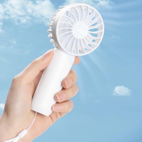 Hianjoo Mini Ventilador de Mano, USB Abanico Portátil Recargable Ventilador Personal de 3 Velocidades con Correa de Mano Playa de Viaje Liviana para Interiores y Exteriores