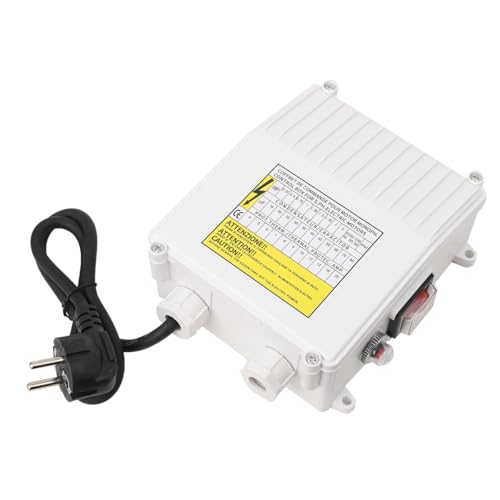 ECUTEE Druckschalter Pumpensteuerbox Pumpensteuerung Brunnenpumpe 750W Schalt Control Box Schaltbox Steuerkasten für Tiefbrunnen Tiefbrunnenpumpe Tauchpumpe Wasserpumpe, 35uf 8A mit 70cm Kondensator