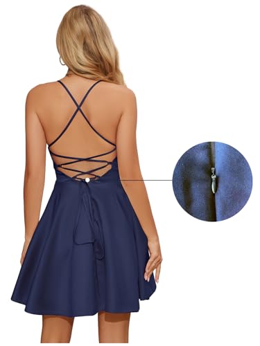 Homecoming Dresses 2024 Cocktail Graduation Short Satin Prom Dress with Pocket(Built-in Bra)3