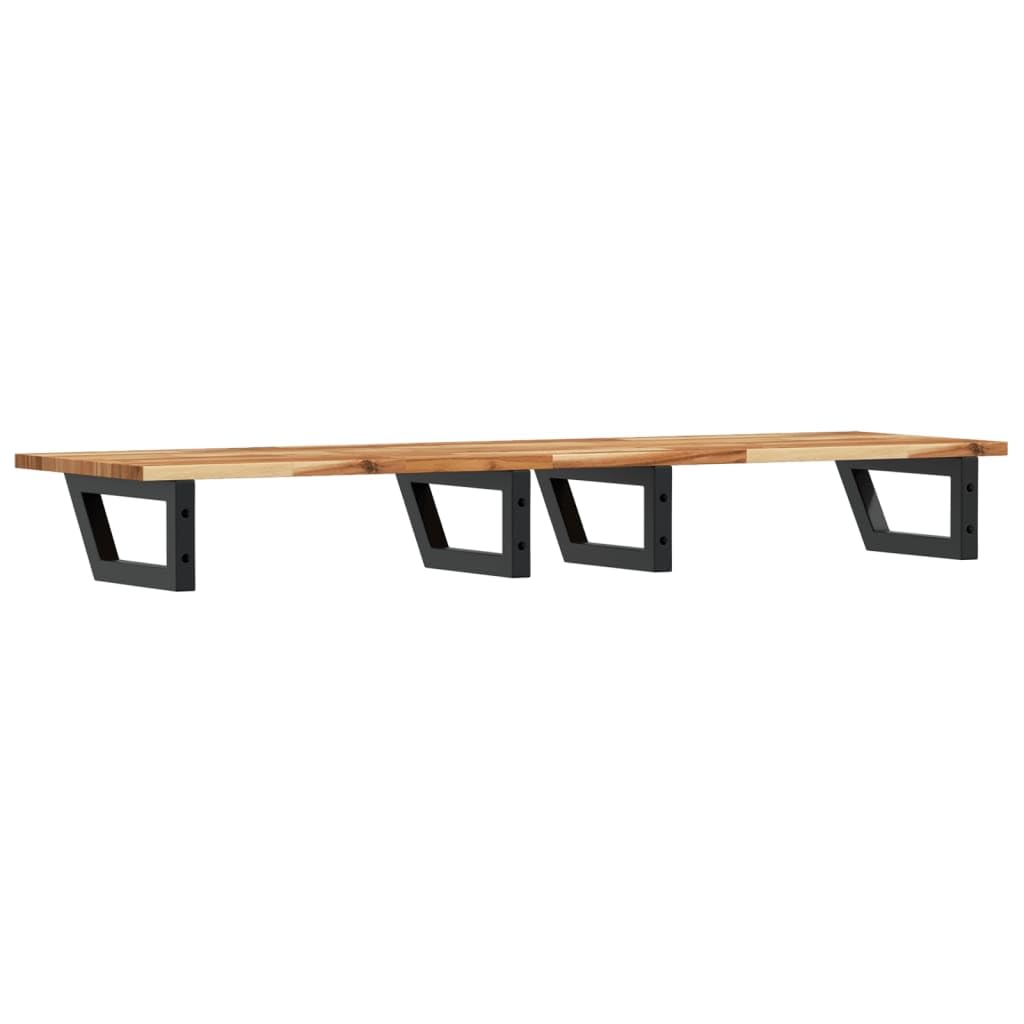 Scaffale per lavandino, montaggio a parete, in acciaio e legno di acacia, 120 x 40 cm, robusto scaffale da bagno per lavabo, salvaspazio e versatile