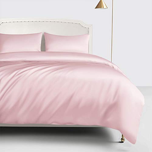 ElleSilk 100% Seda Funda Nórdica, Funda de Edredón de Seda, 22 Momme, Seda de Morera de Grado Auperior, Tinte Natural, Hipoalergénico, 200 x 200 cm, Rosa Claro