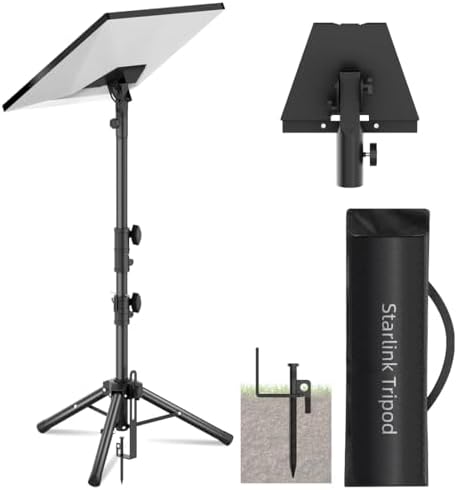 Futrue-Wolker Starlink Mount Gen 3, Starlink Tripod Stand with Mount Adapter, Adjustable Height Starlink Tripod Mount Gen 3, 90° Tilt Angle Adjustment Starlink Antenna Pipe Adapter (Black)