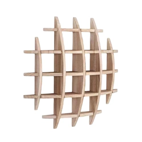 HeartTrend木製アンティーク調飾り棚|ほぞ継ぎ構造 壁掛け珍品棚 ダークウッド 茶器・ティーセット収納用? (ナチュラル)