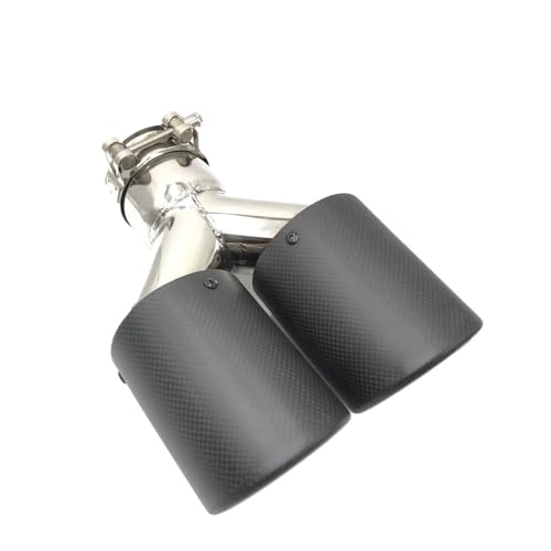 Tubo de escape doble en acero inoxidable y fibra de carbono mate universal para coche (73-101mm)