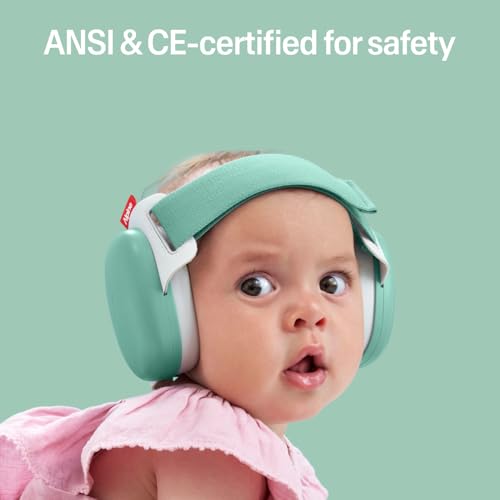 Image of Alpine Muffy Baby Comfort - Protects Hearing for Babies and Toddlers - CE & ANSI Certified - Headband for Safe fit & Comfort - Adjustable for Ages 3-48 Months - 24dB Sound Reduction, Green