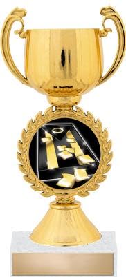 Crown Awards 7.25" Gold Chaplet Cornhole Shadow Cup Trophy, 5 Pack Prime