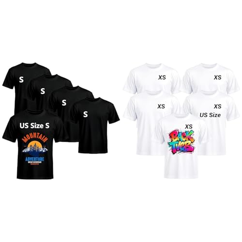 Joyclub Bundle of 5 PCS Black Blank t Shirts and 5 Pack Sublimation Blanks Bulk Wholesale White Polyester T Shirts for Heat Transfer Unisex Crew Neck