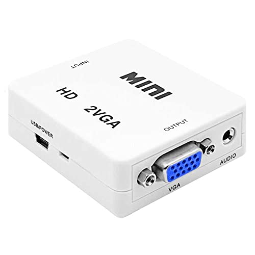 OcioDual Adaptador de HDTV a VGA Convertidor Video Audio Digital Analogica 1080p Blanco para PC Ordenador Portatil Monitor TV HDTV Conversor HDTV2VGA Resolucion Full HD