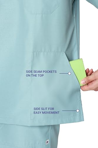 Knya Active Men's 5-Pocket Scrub Suit | Set of Top & Bottom | Half Sleeves | V Neck | Breathable Fabric | Comfortable | Durable | Uniform for Doctors, Nurses and Dentists