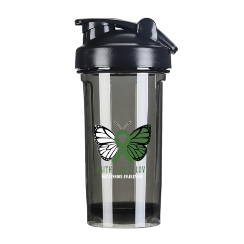 Butterfly Depression Awareness 18 Ounce Shaker Cup,Fashion Theme Pattern Shaker Bottle Leak-proof Workout Shake Bottles 500ML/18 oz Perfect for Pre Workout