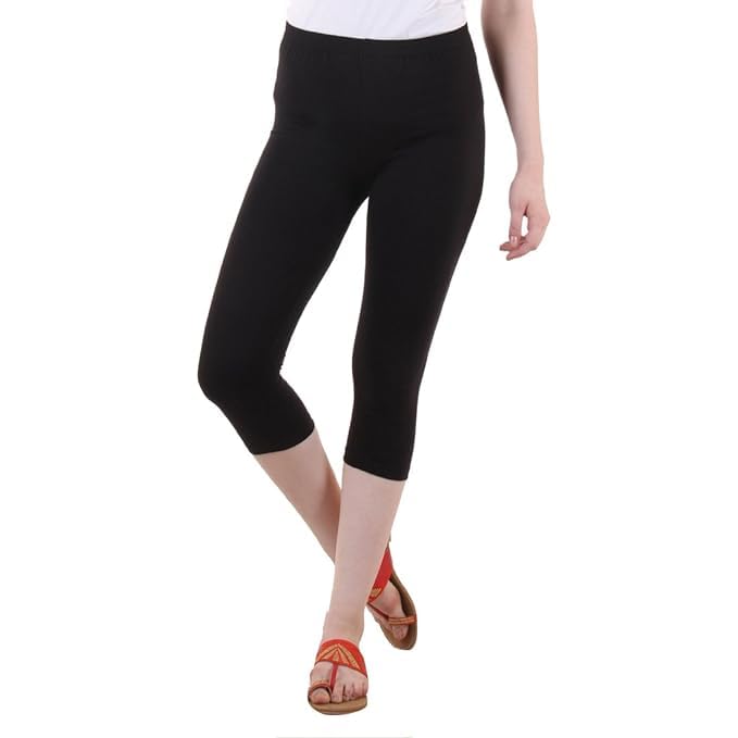 GoggianWomen's Regular Fit Plain 3/4th Capri Pants