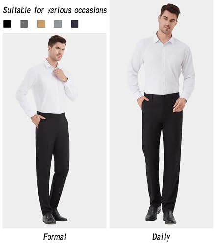 Image of Men's Classic Fit Flex Flat Front Dress Pants Formal Pants for Business & Office
