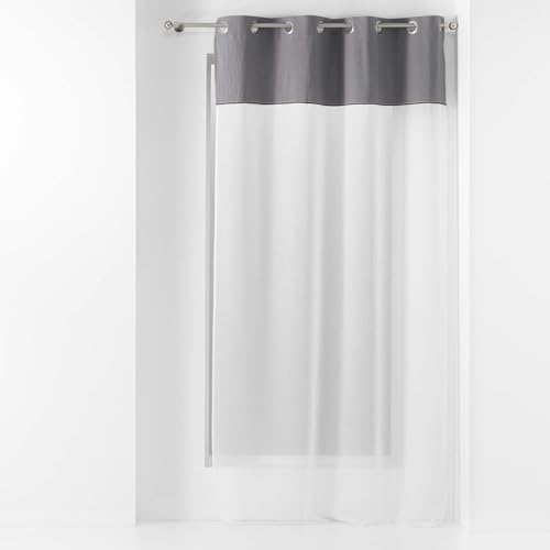 Douceur d'Intérieur, Voilage à Oeillets (137 x 240 cm) Jolibel Gris, Voile Sablé avec Top Coton