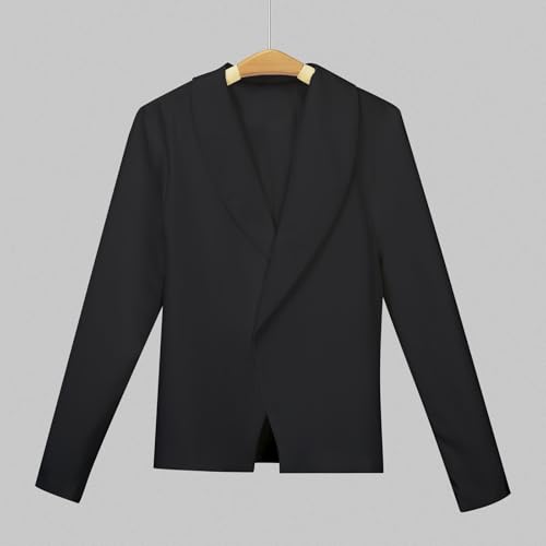 Kids' Stretch Cotton Blazer Jacket Notched Lapel Long Sleeve Open Front Machine Washable Casual Suit Coat with Pocket2