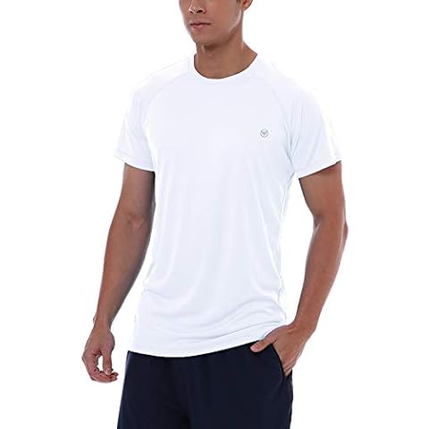 ChinFun Men's UPF 50+ Short Sleeve T-Shirts UV Sun Protective Quick Dry Running Workout Shirt Top - White - S Cover