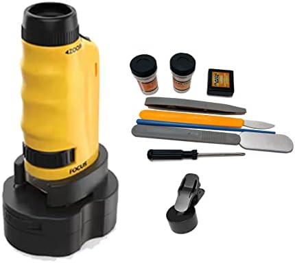 Taberies KM01 Pocket Microscope for Kids, Portable Microscope 60X-120X LED Lighted for Student Beginner STEM,Valentines Day Gifts Microscope with Prepared Slides Smartphone Digiscoping Clip