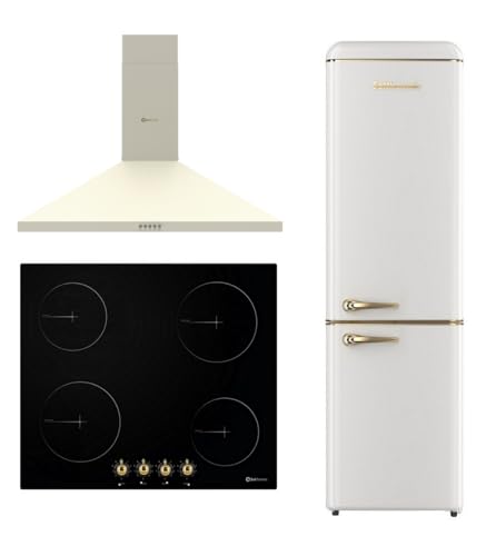 SOLTHERMIC PACK 3 EN 1 CREMA PLACA VITROCERÁMICA 4 FUEGOS PVTC60 59x52cm + CAMPANA DECORATIVA 60 CM COLOR CREMA hasta 400m3 + COMBI 2 PUERTAS F2P188 280 L 188 x 55