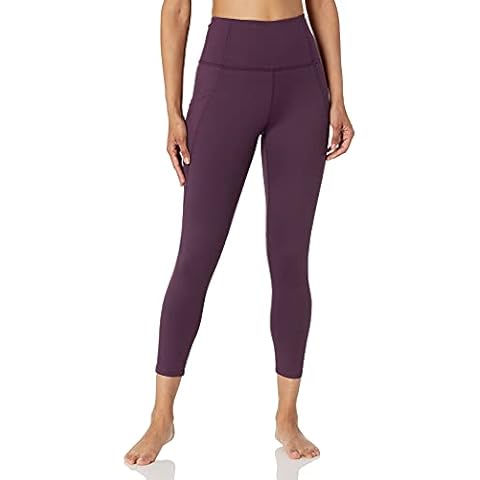 Core 10 Women's All Day Comfort High-Waist Side-Pocket 7/8 Crop Yoga Legging, Eggplant, Small Cover