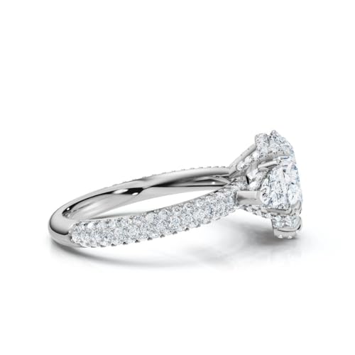 1 CT-5 CT Lab Grown Diamond Ring, Handmade in 10/14/18K Solid Gold, IGI Certified, Trillion Cut Three Stone Hidden Halo Engagement Ring Christmas Gift for Her3