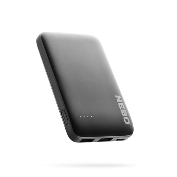 NEBO 5K 5000mAh Power Bank | 18.5Wh Capacity, 2-Way Output Charging, Durable USB & USB-C Ports, Portable iPhone & Android Phone Charger, TSA Approved Travel Essential