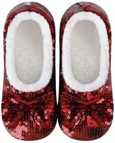 Snoozies Ballerina Bling Metallic Shine Women Slippers | Sequin House Slippers for Women | Slipper Socks with Grippers for Women | Cute Slippers for Women