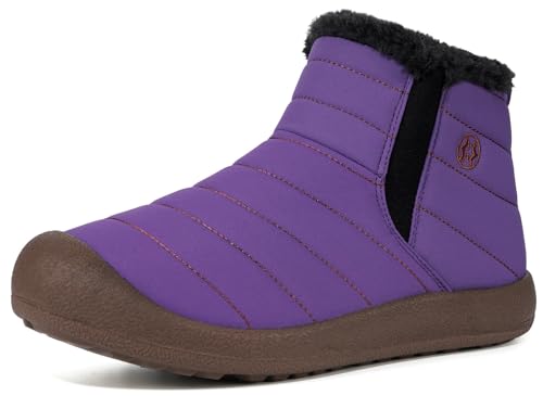 Image of Eagsouni Womens Mens Snow Boots Winter Slip On Shoes | Unisex Warm Fur Lined Slip-On House Shoes,Rubber Sole,Anti Slip,Water Resistant,Comfortable,Indoor Outdoor Daily Walking