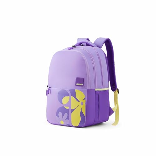 Image of American Tourister Lit | 36 Ltrs | 3 Compartments | Bottle Pocket | Ergonomic Padded Back Panel & Shoulder Straps | Secondary School Backpack | 1 Year International Warranty | Lilac